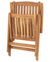 Set of 2 Acacia Wood Garden Folding Chairs with Red Cushions JAVA_788666