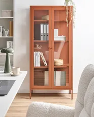 Witryna ze szklaną gablotą HARTY 80 cm Metal Złoty brąz_1067809