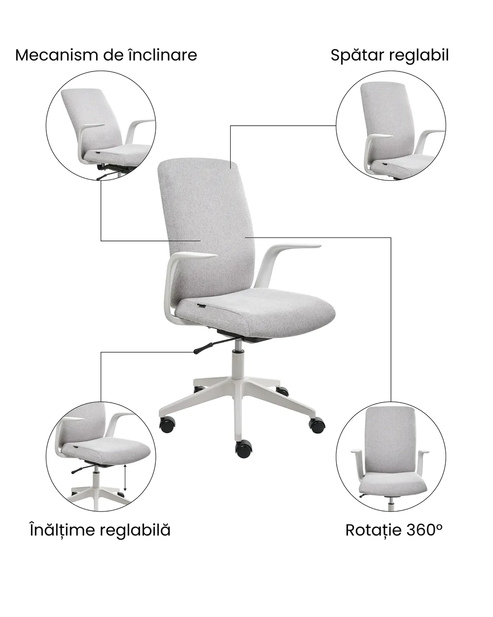 Scaun ergonomic CAPTAIN Gri deschis_1073365