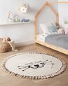 Tapis enfant rond avec motif de chat en coton beige ø 120 cm ETSERI_906783