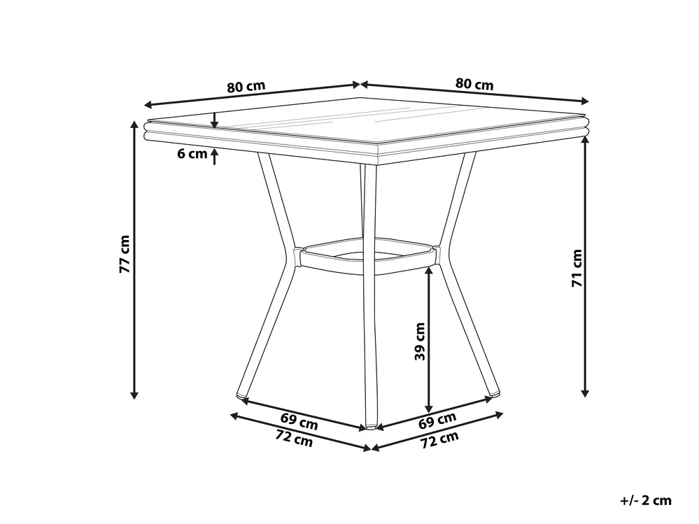 Bistro Table CASPRI 80 cm 80 cm PE Rattan Blue/ White_1090654