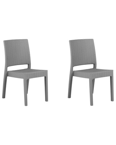 Set di 2 sedie da giardino in rattan sintetico grigio chiaro FOSSANO