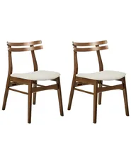 Set di 2 sedie da pranzo CYNTHIANA Legno Marrone/Beige chiaro_952355