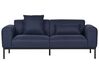 Sofa Set Leinenoptik / Kunstleder dunkelblau / braun 5-Sitzer MALMOS_931642