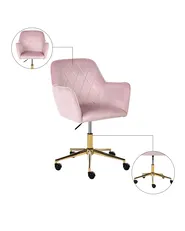 Silla de escritorio LELORIA Terciopelo Rosa pastel_1065432