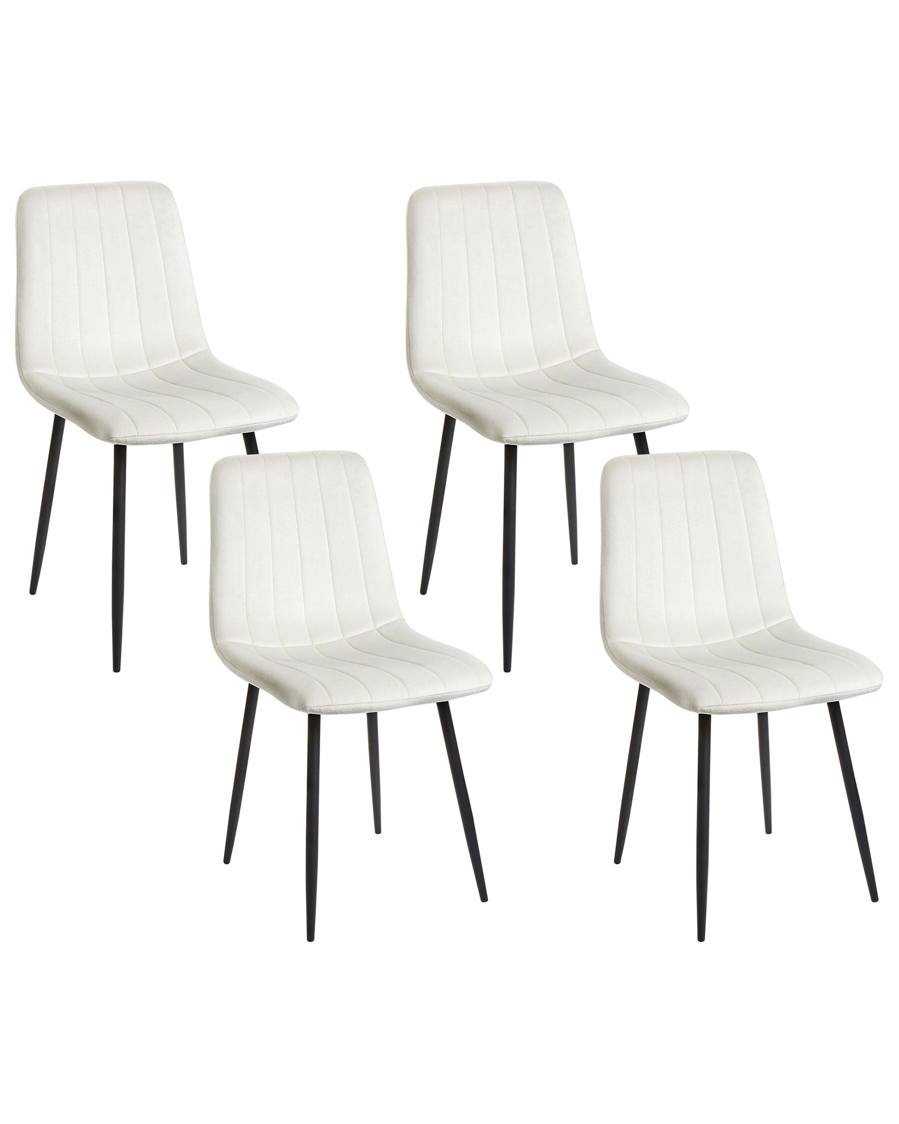 Lot de 4 chaises de salle à manger en velours blanc cassé KALISPELL_929027