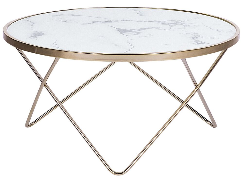 Sofabord MERIDIAN Hærdet glas Marmor/guld