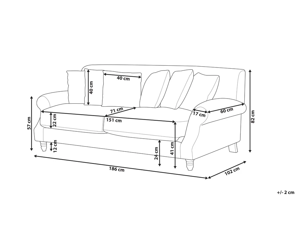 Sofa 2 Seater EIKE Fabric Off-White_733451