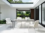 Table de salle à manger de jardin SOVARETO 180 cm 90 cm Effet marbre Marbre blanc_1175726