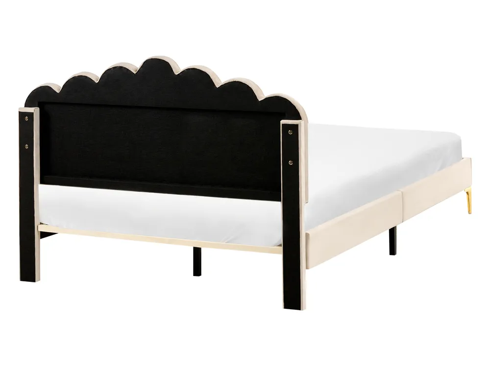 Lit avec sommier Velours SAUVIAN 140 x 200 cm Beige_1014404