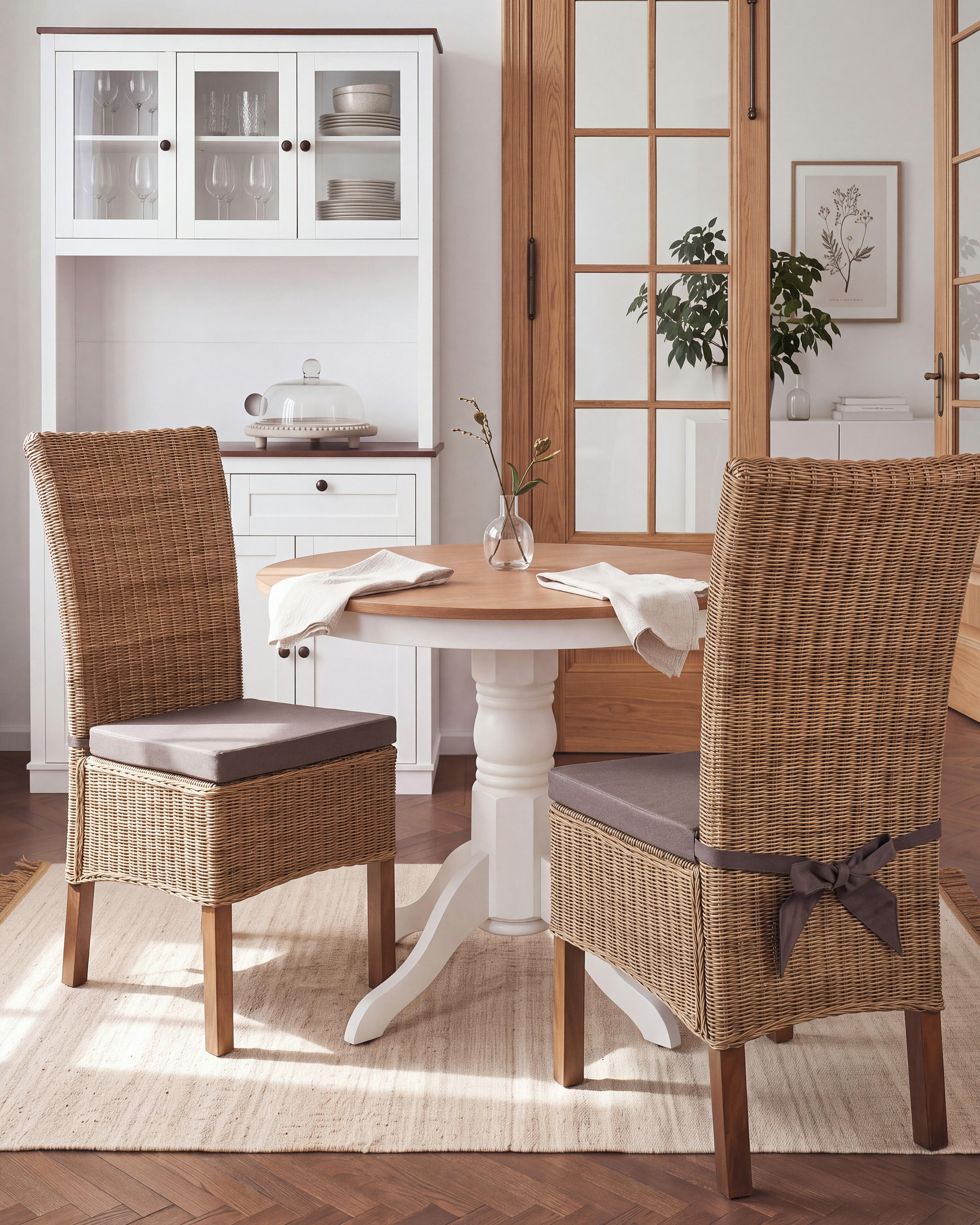 Set of 2 Dining Chairs ANDES Rattan Brown