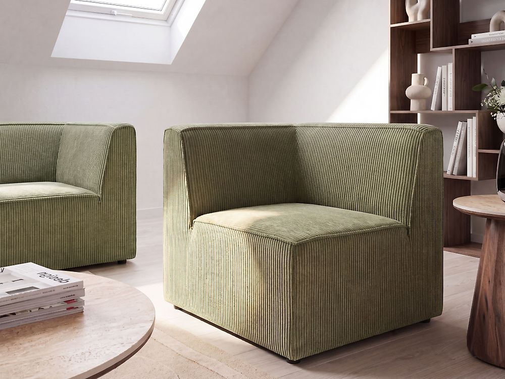 Corner Seat LEMVIG Corduroy Green Right Hand