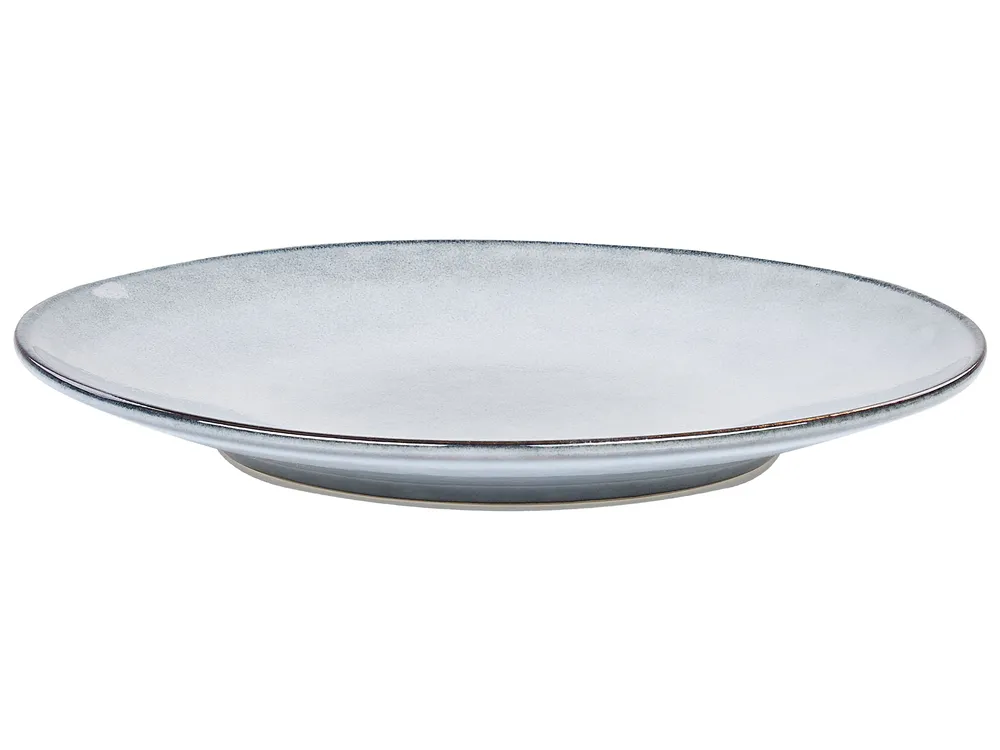 Set of 16 Dinnerware JUNIPER Stoneware Light Blue_863201