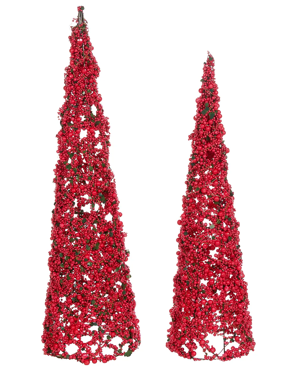 Conjunto de 2 figuras ROSAN 52/60 cm Árbol de Navidad Rojo