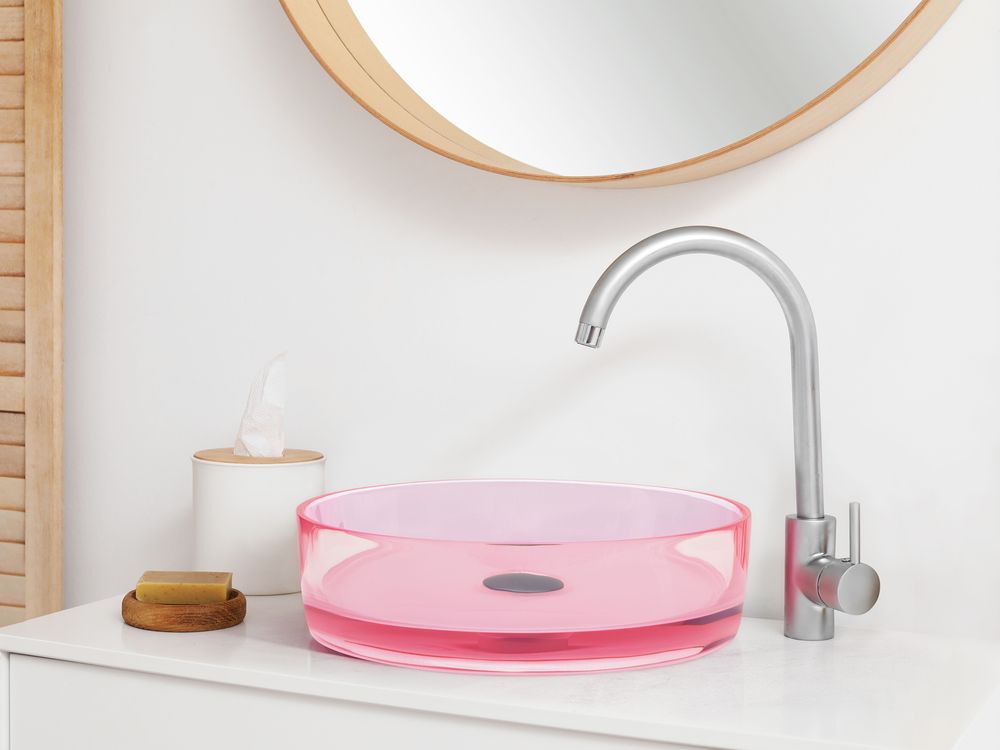 Countertop Basin TOLOSA ⌀ 360 mm Solid Surface Pink
