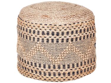 Beliani Pouf Quadrato In Iuta E Lana, Stile Etnico Multicolore, 50x50x30 Cm, Carico Max 100 Kg