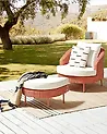 Sillón de jardín con otomana ARCILLE II Ratán sintético Rosa melocotón