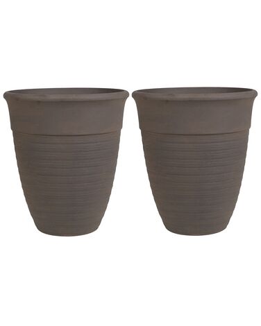 Set of 2 Plant Pots ⌀ 50 cm Brown KATALIMA