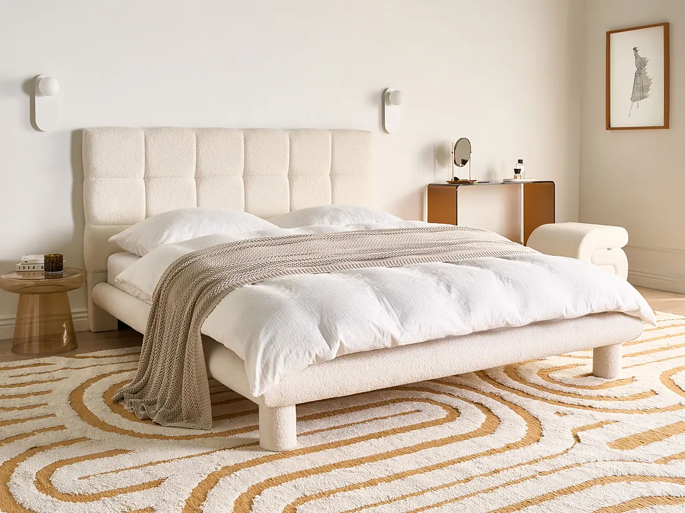 Bed Boucle CRESSAT 160 x 200 cm (EU King Size) Off-White_1150973