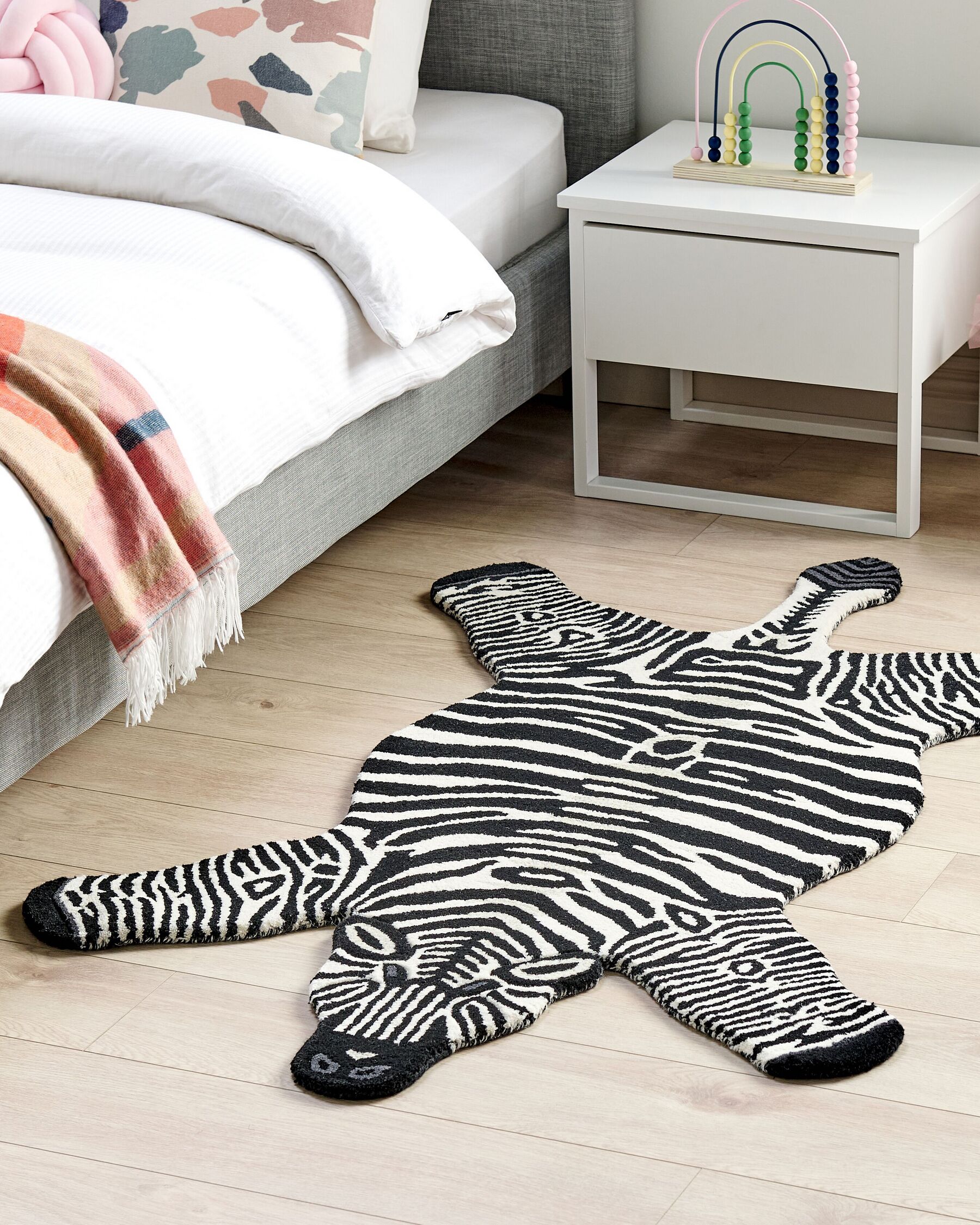 Wool Kids Rug Zebra 100 x 160 cm Black and White MARTY_873986