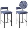 Lot de 2 tabourets de bar en tissu bouclé bleu AMAYA_928354