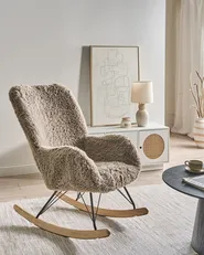 Rocking Chair AKRA Faux Fur Taupe_1033119