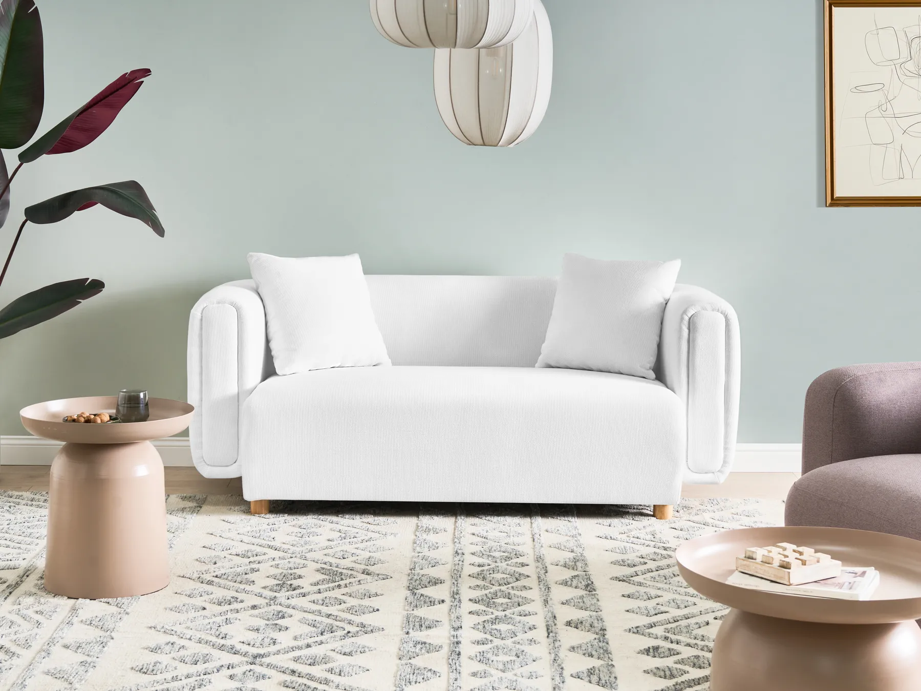 Sofa 2 Seater LILLEROD Fabric White_1025334