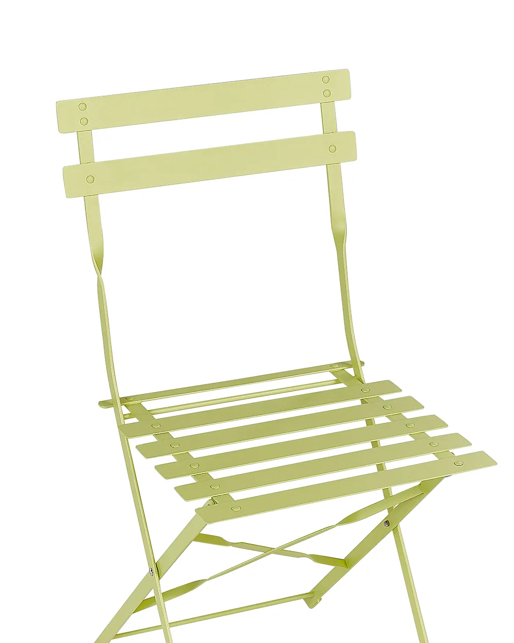 Table De Bistro Pliable Fiori Avec 2 Chaises, En Acier Vert Citron - Salon De Jardin Moderne