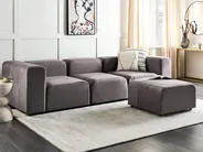 Sofa modułowa dla 3 osób FALSTERBO z otomaną Welur Beżowoszary_919347