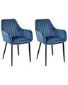 Zestaw 2 krzeseł do jadalni welurowy ciemnoniebieski WELLSTON_745032