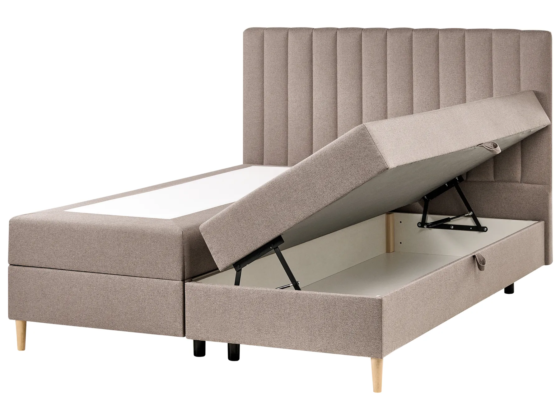 Boxspringbett mit Stauraum OFFICER Stoff Taupe 160 x 200 cm_1016306