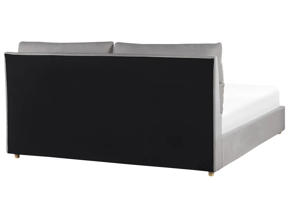 Ottoman Bed BATILLY Velvet Light Grey 180 x 200 cm (EU Super King)_830202