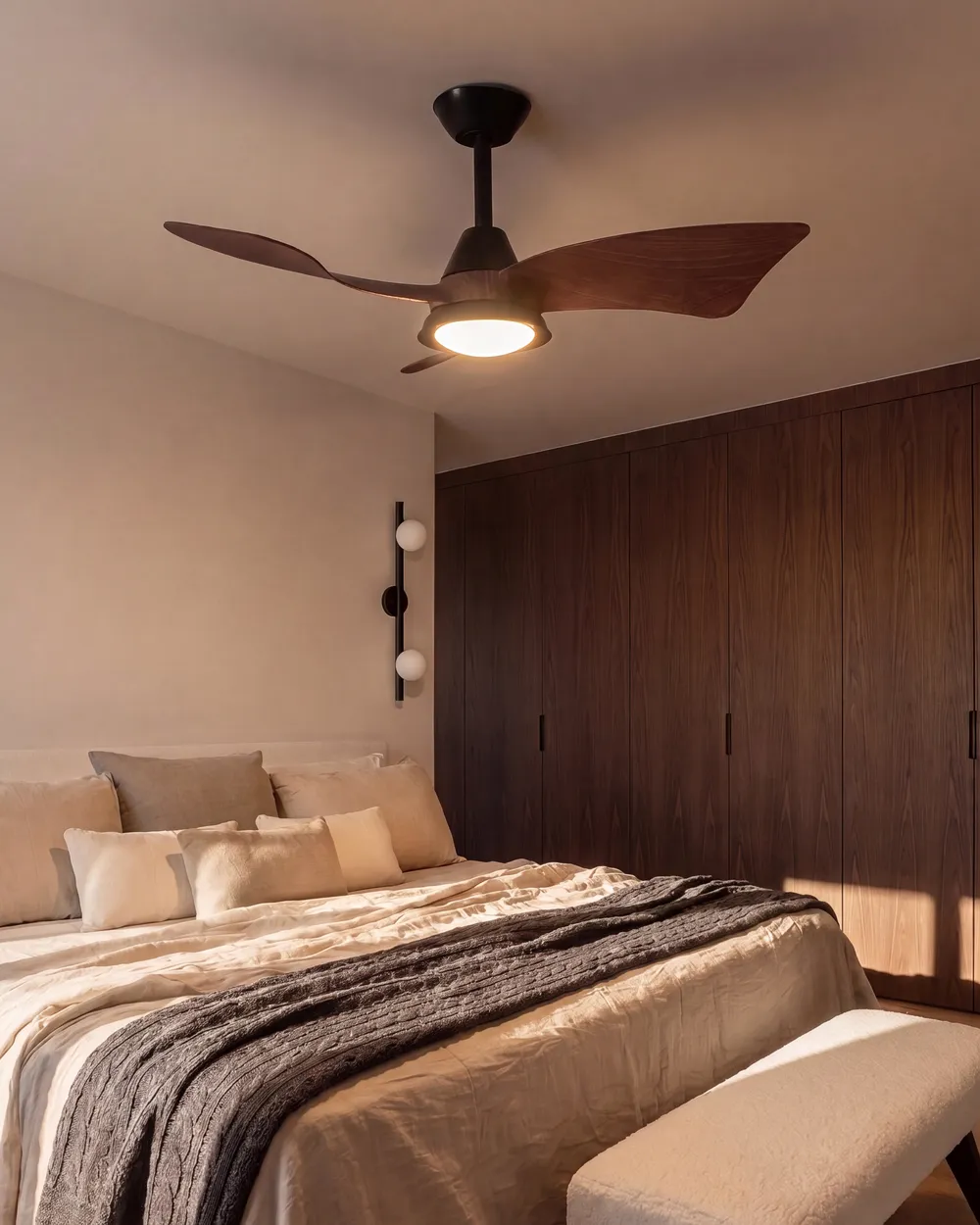 Ceiling Fan with Light HAINES with Remote LED Black