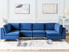 6 Seater U-Shaped Modular Velvet Sofa Blue EVJA_859726