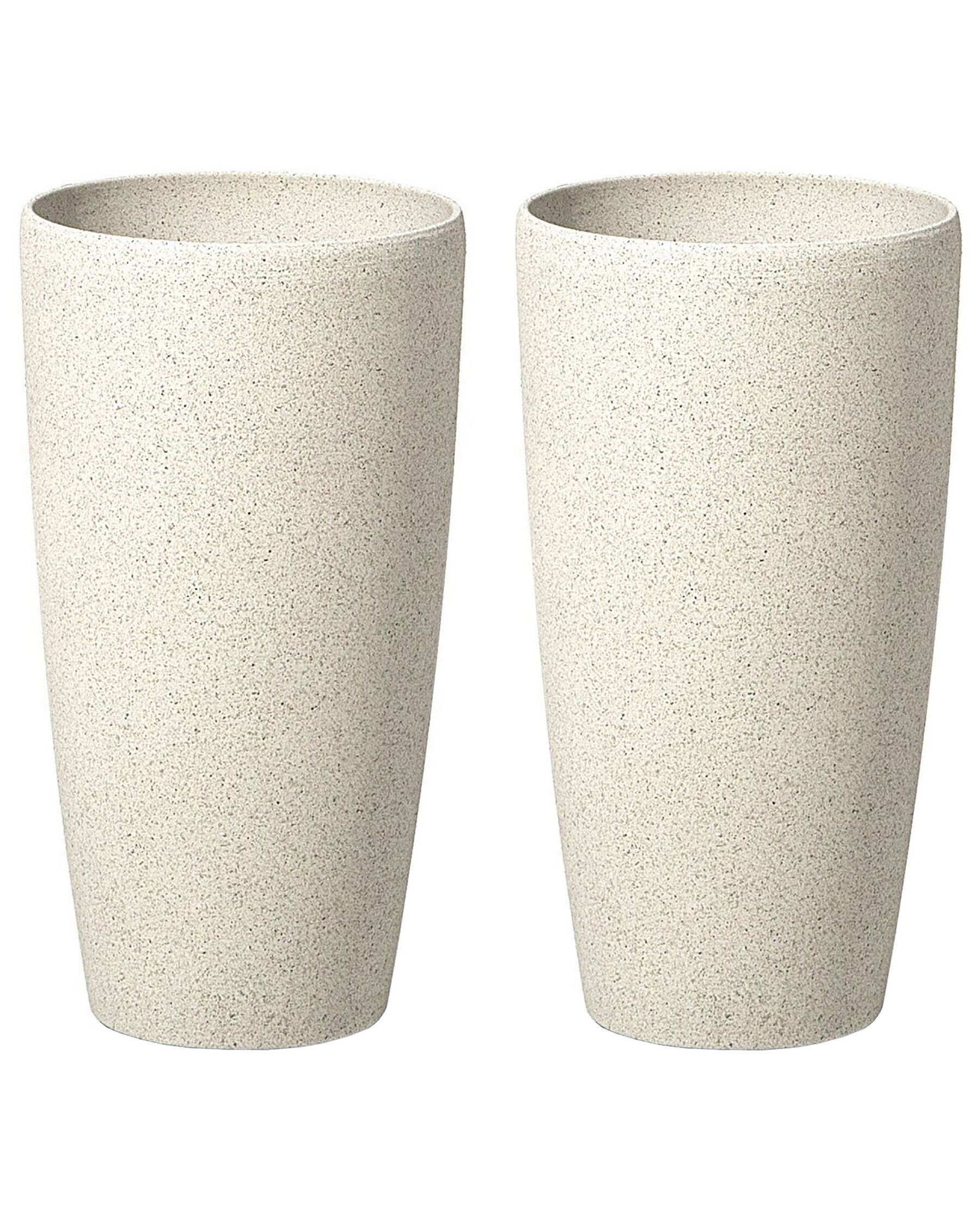 Set di 2 vasi polvere di pietra beige chiaro ⌀ 23 cm ABDERA_841227
