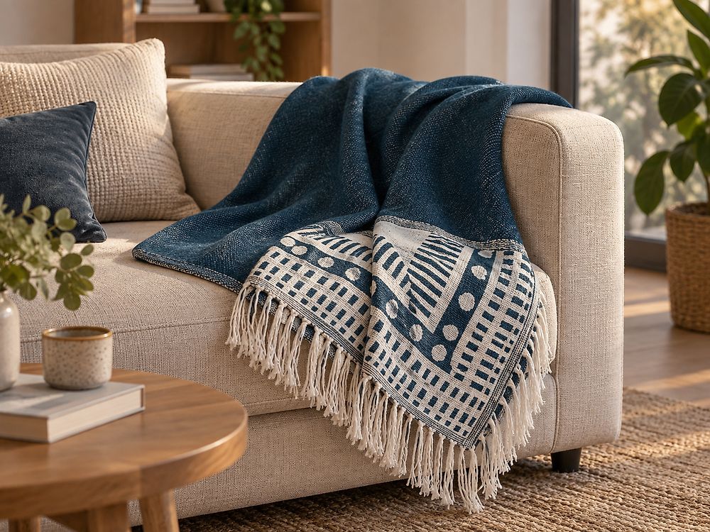Kuscheldecke TARLAY Stoff 130 x 170 cm Blau