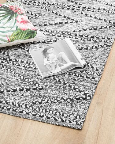 Cotton Area Rug 80 x 150 cm Black and White TERMAL