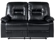 Manual Recliner Living Room Set 6 Seater BERGEN Faux Leather Black_1060582