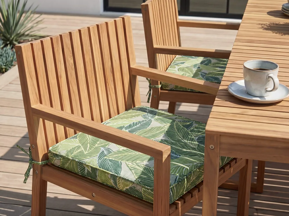 Set di 8 sedie da giardino con cuscini SASSARI II Legno di acacia certificato Verde_931148