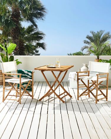 Set of 2 Bamboo Folding Chairs Light Wood and Off-White MOLISE