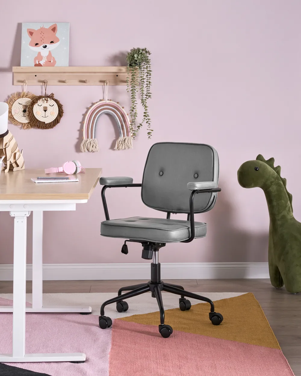 Desk Chair PAWNEE Velvet Grey