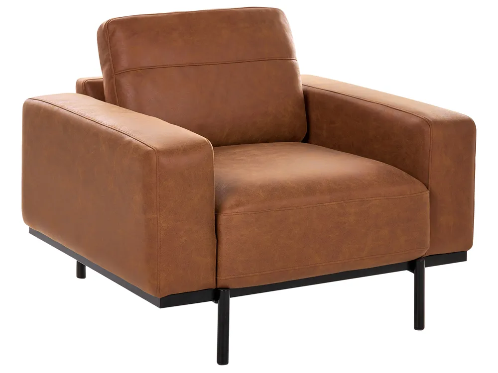 Living Room Set 6 Seater SOVIK Faux Leather Brown_1041225