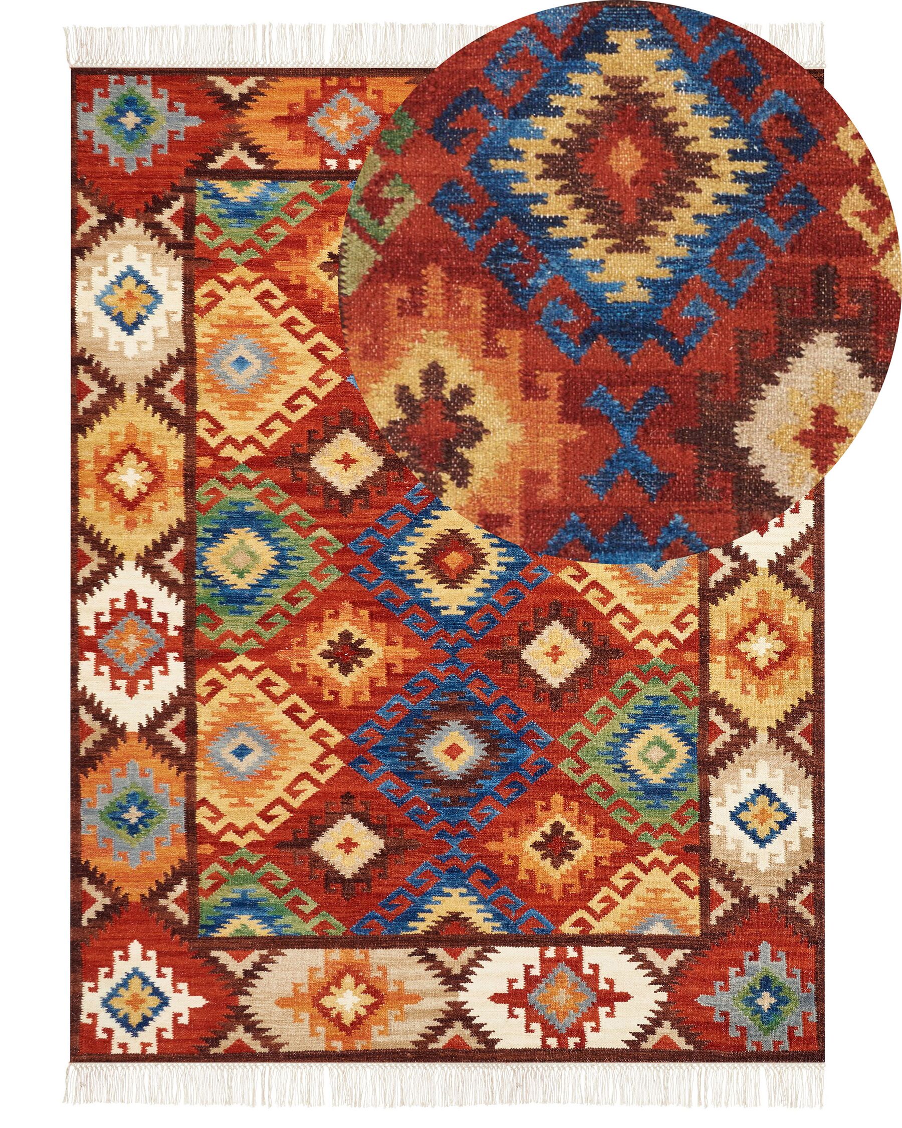 Dywan wełniany kilim 160 x 230 cm wielokolorowy ZOVUNI_859308