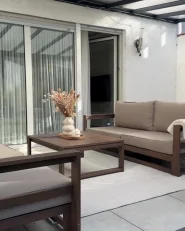 Garden Sofa 2 Seater TIMOR Modular Certified Acacia Wood Dark Brown_975106