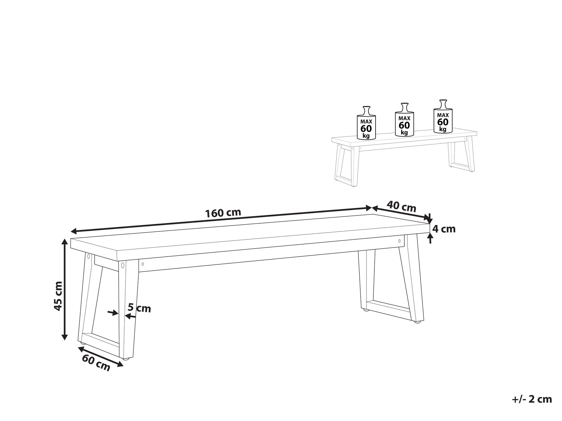 Ławka ogrodowa ORIA 160 cm Beton Szary_805085