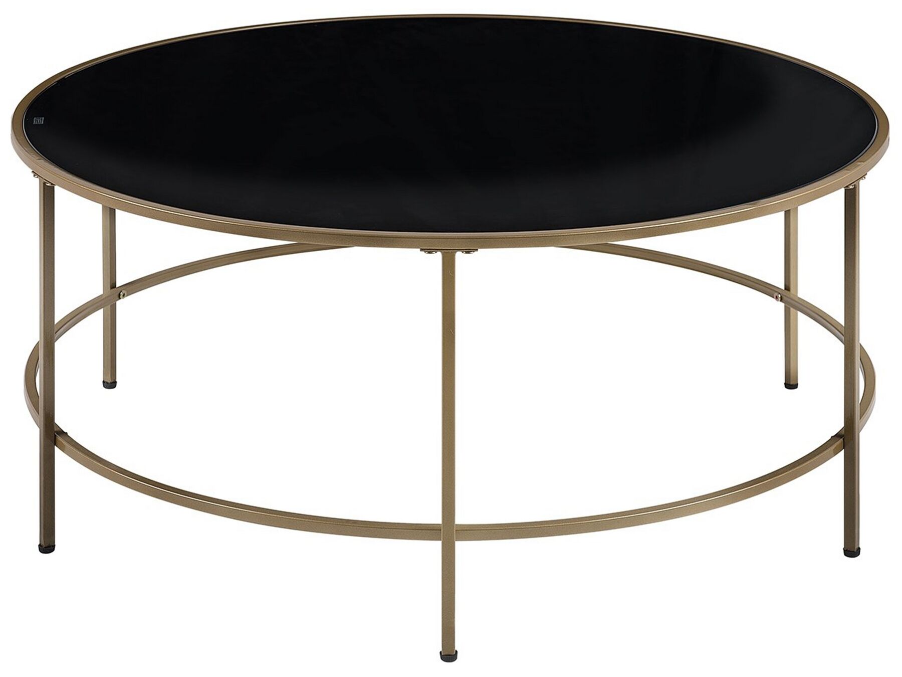 Tavolino da caffè vetro nero e oro ⌀ 88 cm FLORENCE_744212