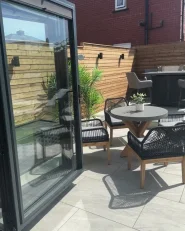Garden Dining Table OLBIA 90 cm 90 cm Concrete Grey_976582