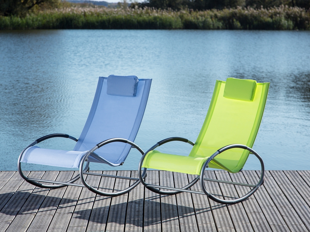 Rocking Sun Lounger Blue CAMPO Beliani