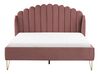 Łóżko welurowe 160 x 200 cm różowe AMBILLOU_819213
