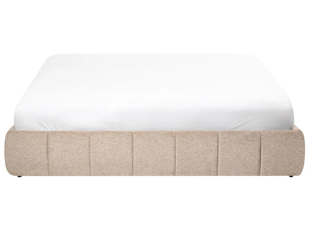 Ottoman Bed without Headboard GENAS Fabric Beige 180 x 200 cm (EU Super King)_1070292
